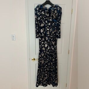 Elegant THEIA gown with gold floral sequins